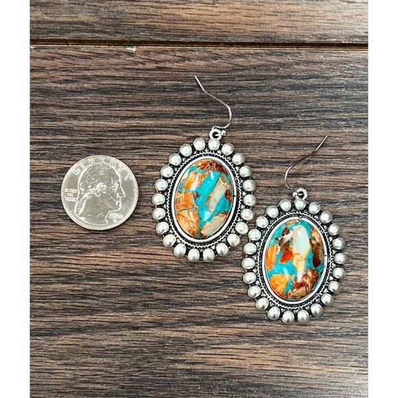 Stunning Oval Gemstone Wire Earrings for Every Occasion, Boho Southwestern, Shi - Picture 2 of 7